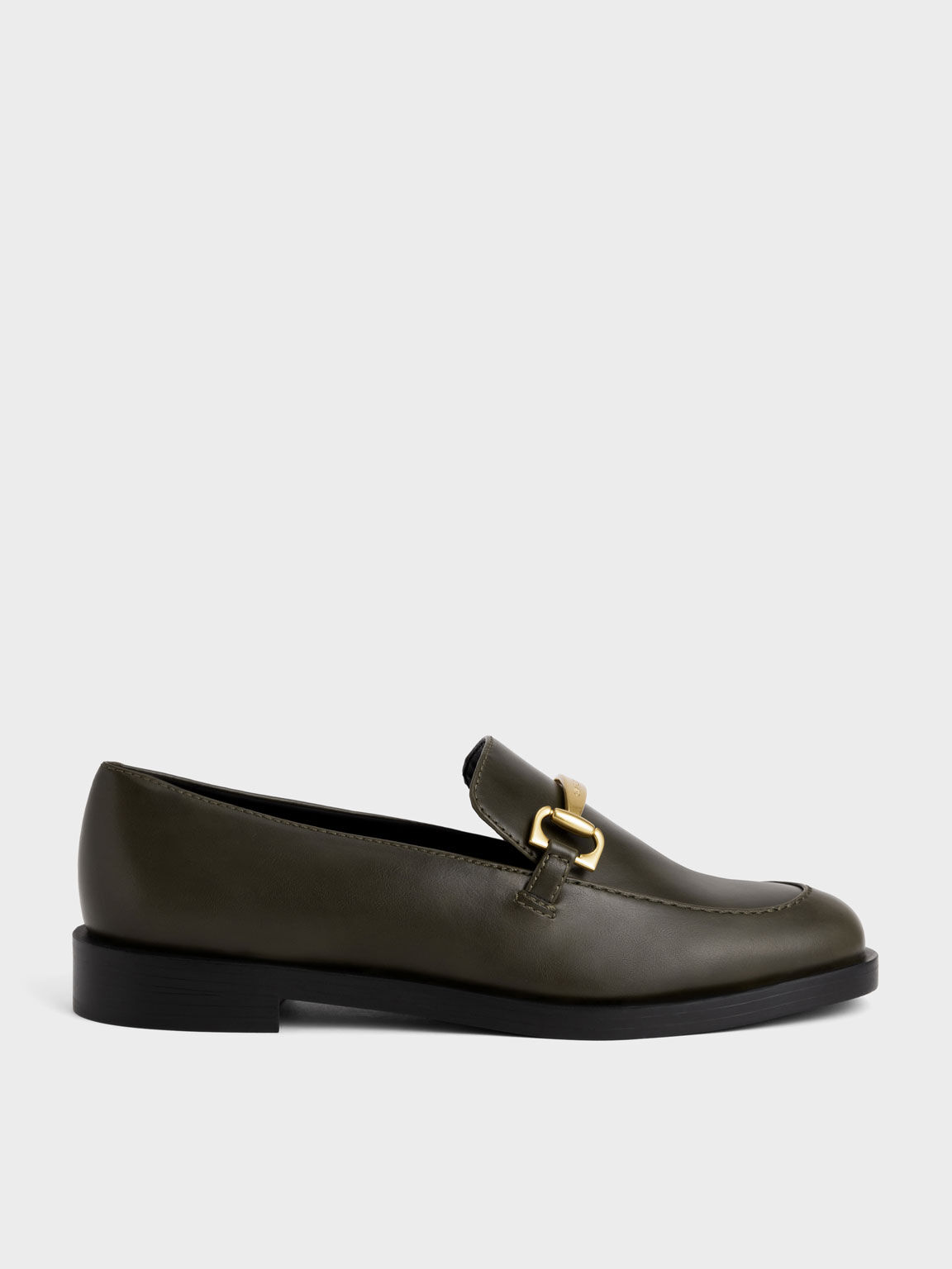 Metallic Accent Loafers, Olive, hi-res