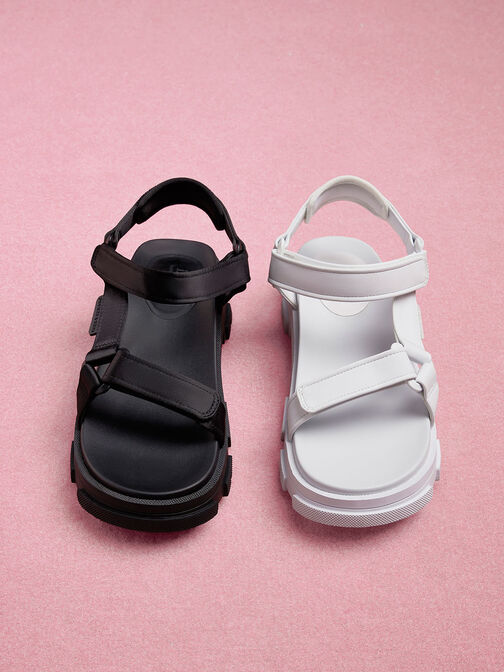 Sandales sportives en satin - Enfant, Blanc, hi-res