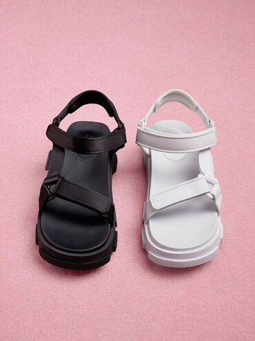 Sandales sportives en satin - Enfant, Blanc, hi-res