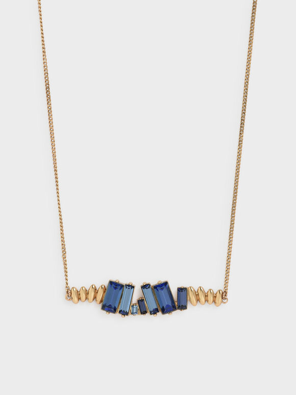 Swarovski® Crystal Embellished Matinee Necklace, Navy, hi-res