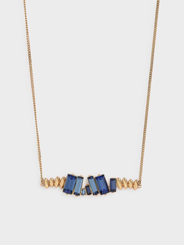 Collar Matinee adornado con cristales Swarovski®, Azul marino, hi-res