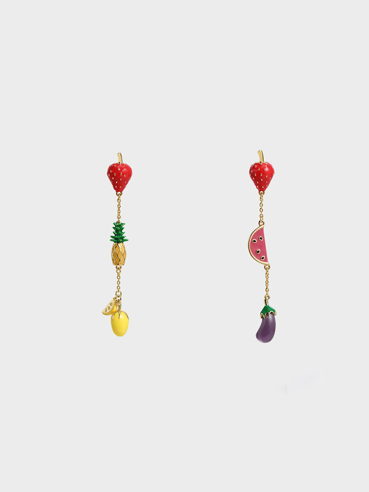 Boucles d'oreilles à pendants fruits, Multicolore, hi-res