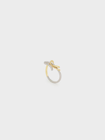 Two-Tone Sculptural Ring, Gold, hi-res