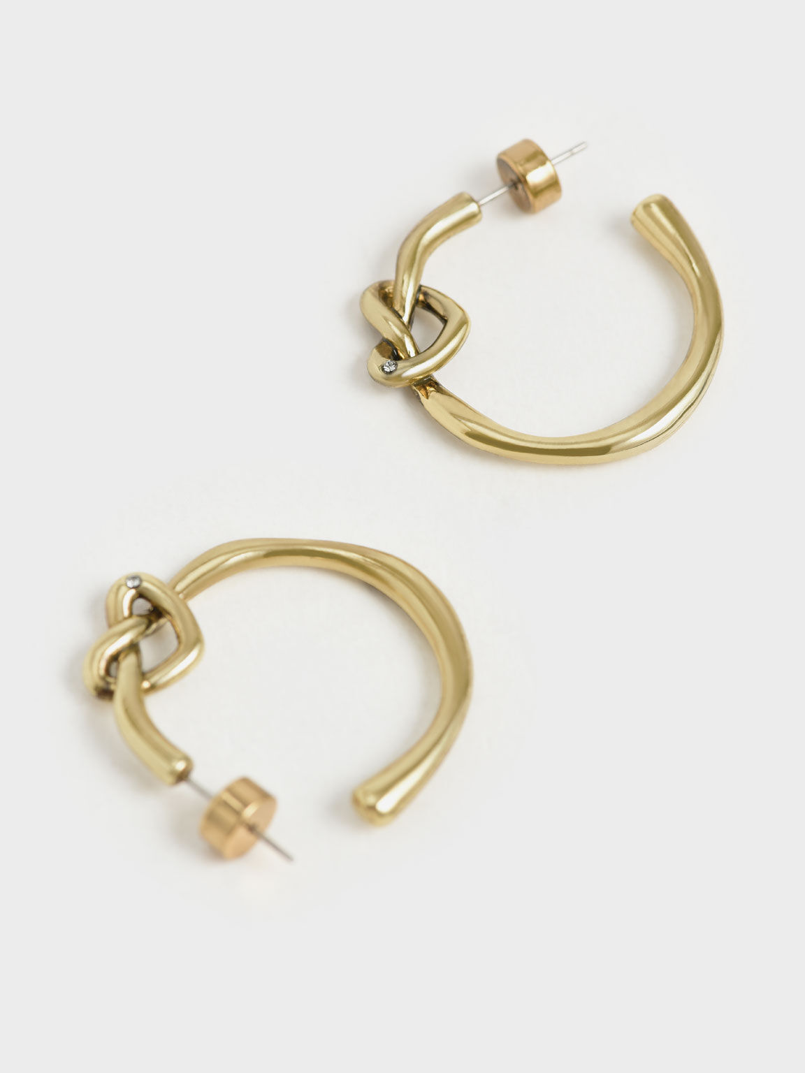 Swarovski® Crystal Embellished Heart Hoop Earrings, Gold, hi-res