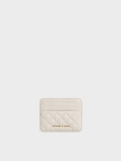 Cleo Quilted Card Holder, Ivory, hi-res
