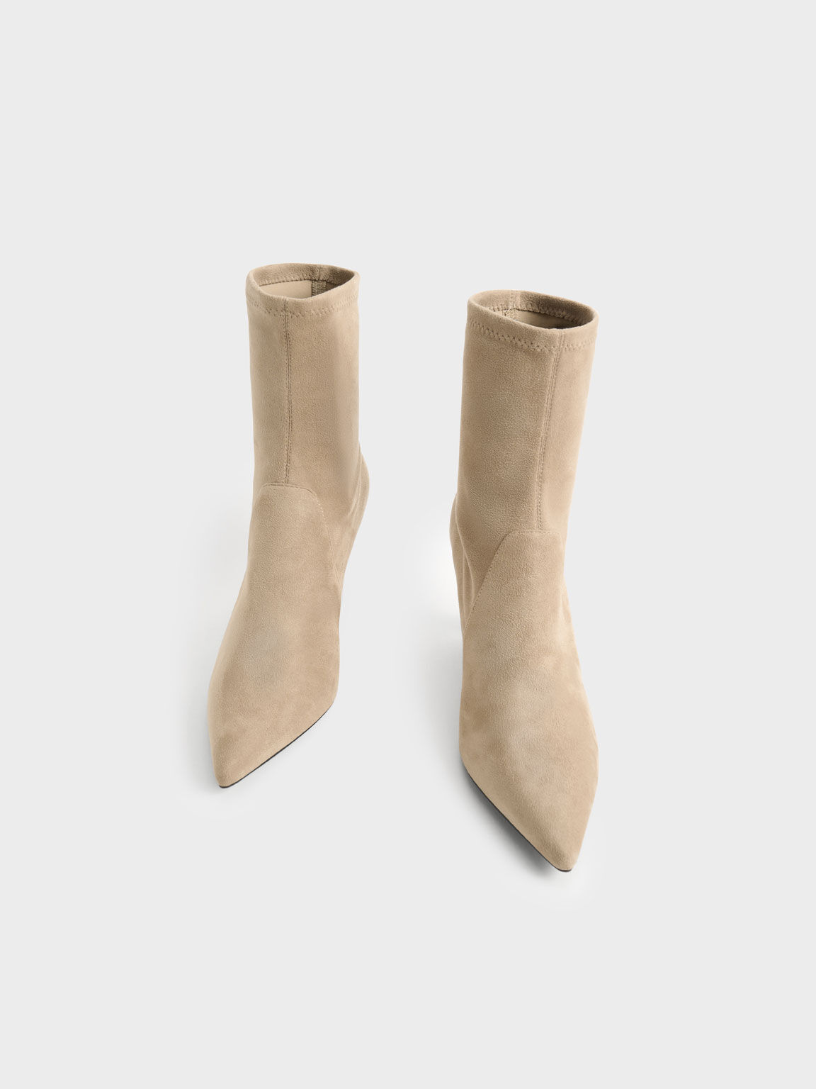 Textured Kitten Heel Ankle Boots, Beige, hi-res