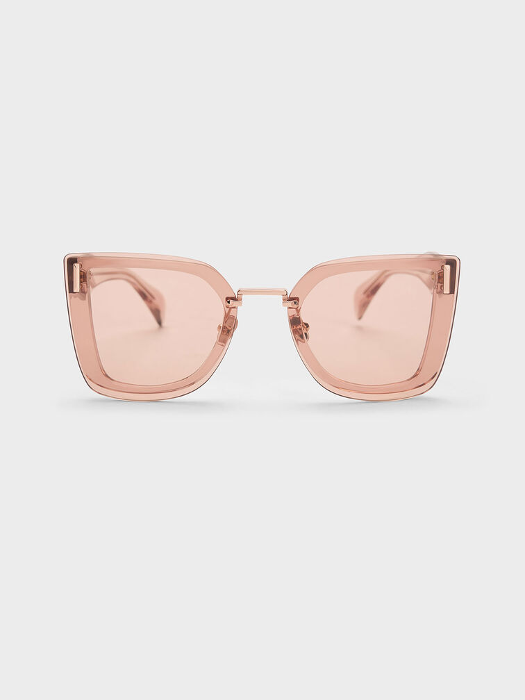 Pink Recycled Acetate Geometric Butterfly Sunglasses - CHARLES & KEITH HU