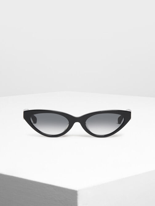Acetate Oval Frame Sunglasses, Black, hi-res