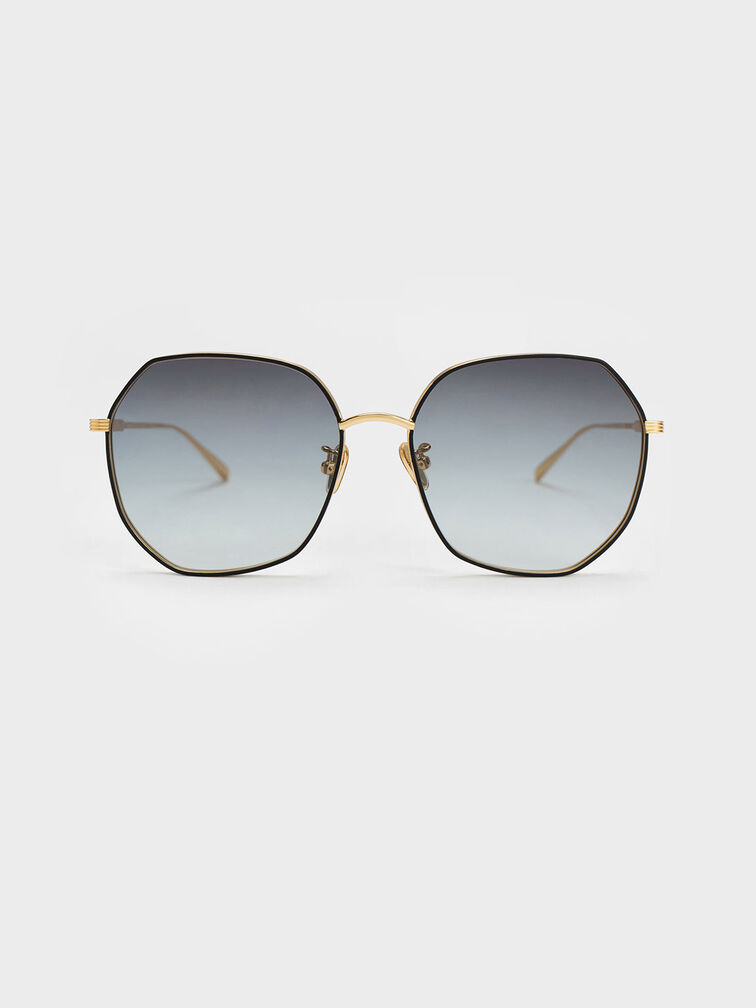 Black Tinted Geometric Sunglasses - CHARLES & KEITH FR