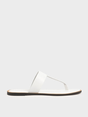 T-Bar Slide Sandals, White, hi-res