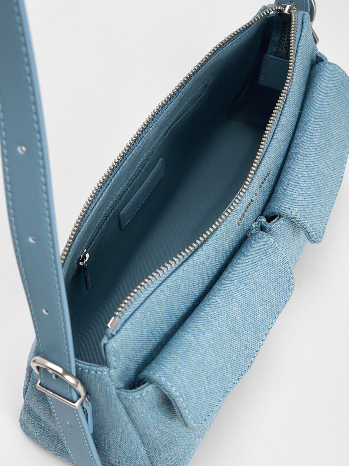 Double Pouch Shoulder Bag, Blue, hi-res