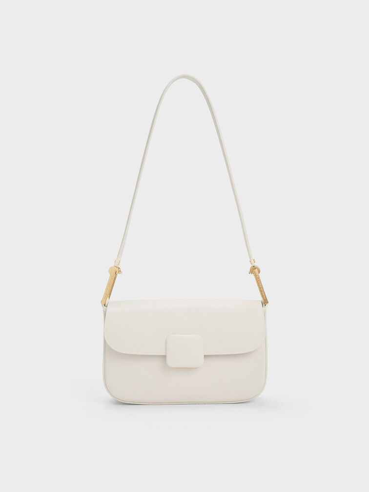 Koa Square Push-Lock Shoulder Bag, Cream, hi-res
