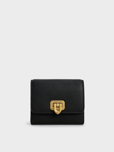 Classic Push-Lock Mini Wallet, Black, hi-res