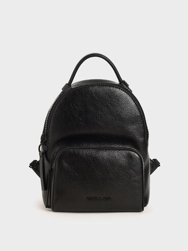Double Zip Backpack, Black, hi-res