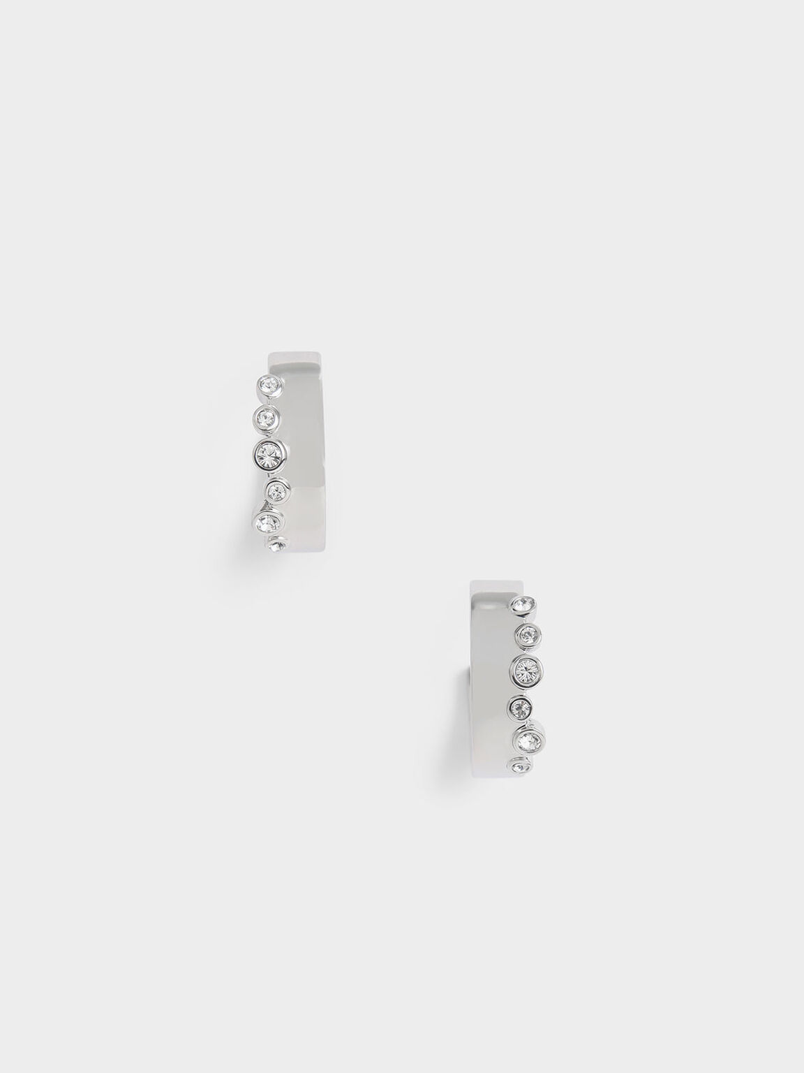 Swarovski® Crystal Studded Hoop Earrings, Silver, hi-res