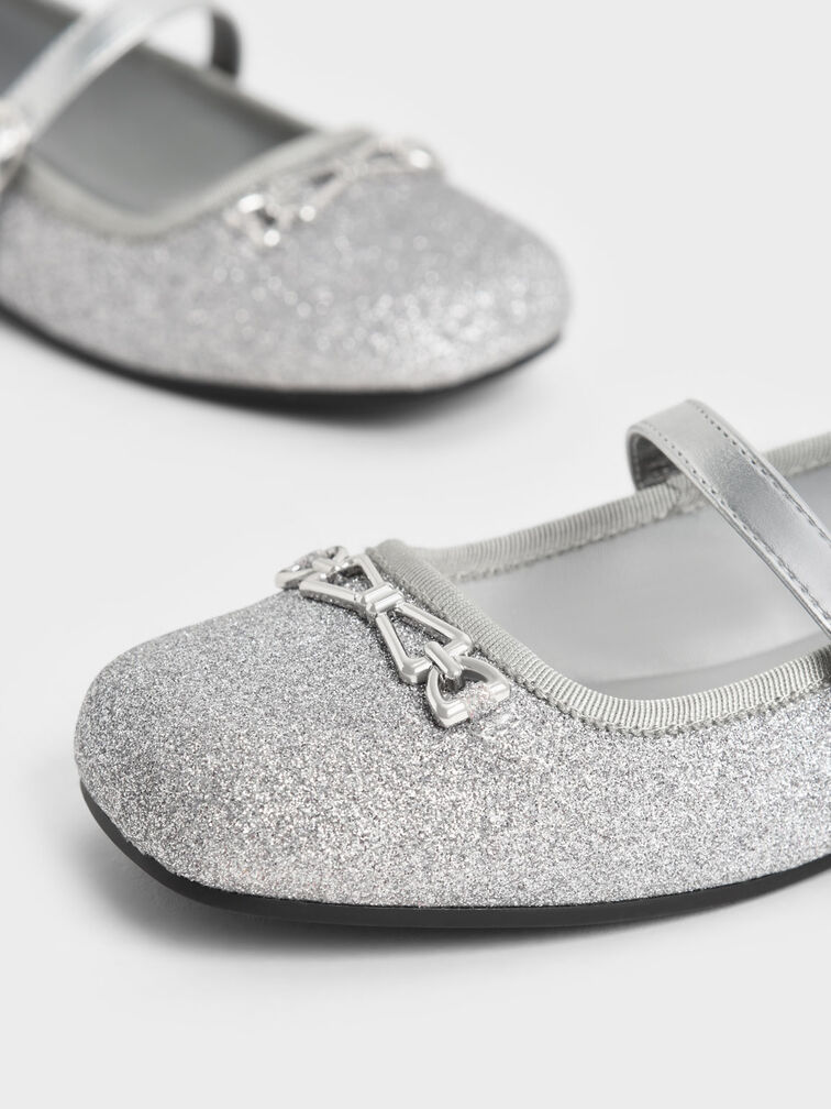 Chaussures Mary Jane paillettées à détail métallique - Enfant, Argent, hi-res