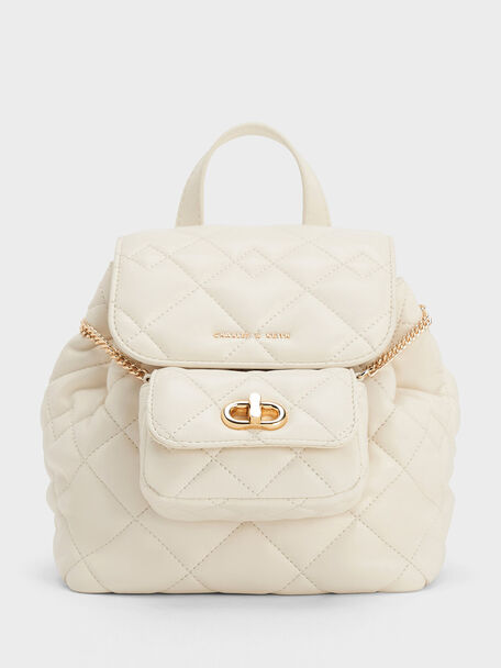 Aubrielle Quilted Backpack, Cream, hi-res
