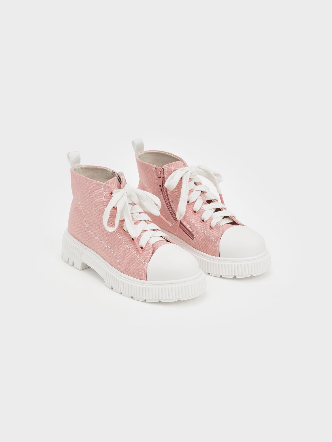 Recycled Cotton High-Top Sneaker Boots, Pink, hi-res
