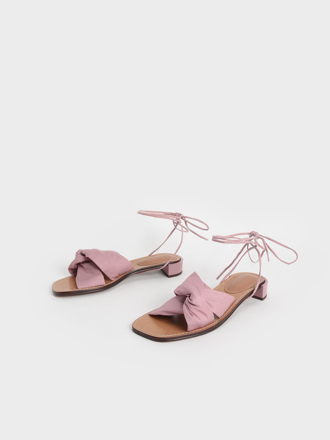 Knotted Tie-Around Sandals, Pink, hi-res