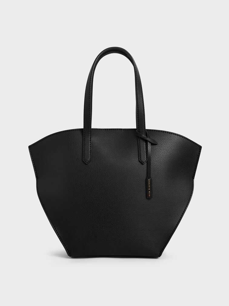 Large Geometric Tote Bag, Black, hi-res