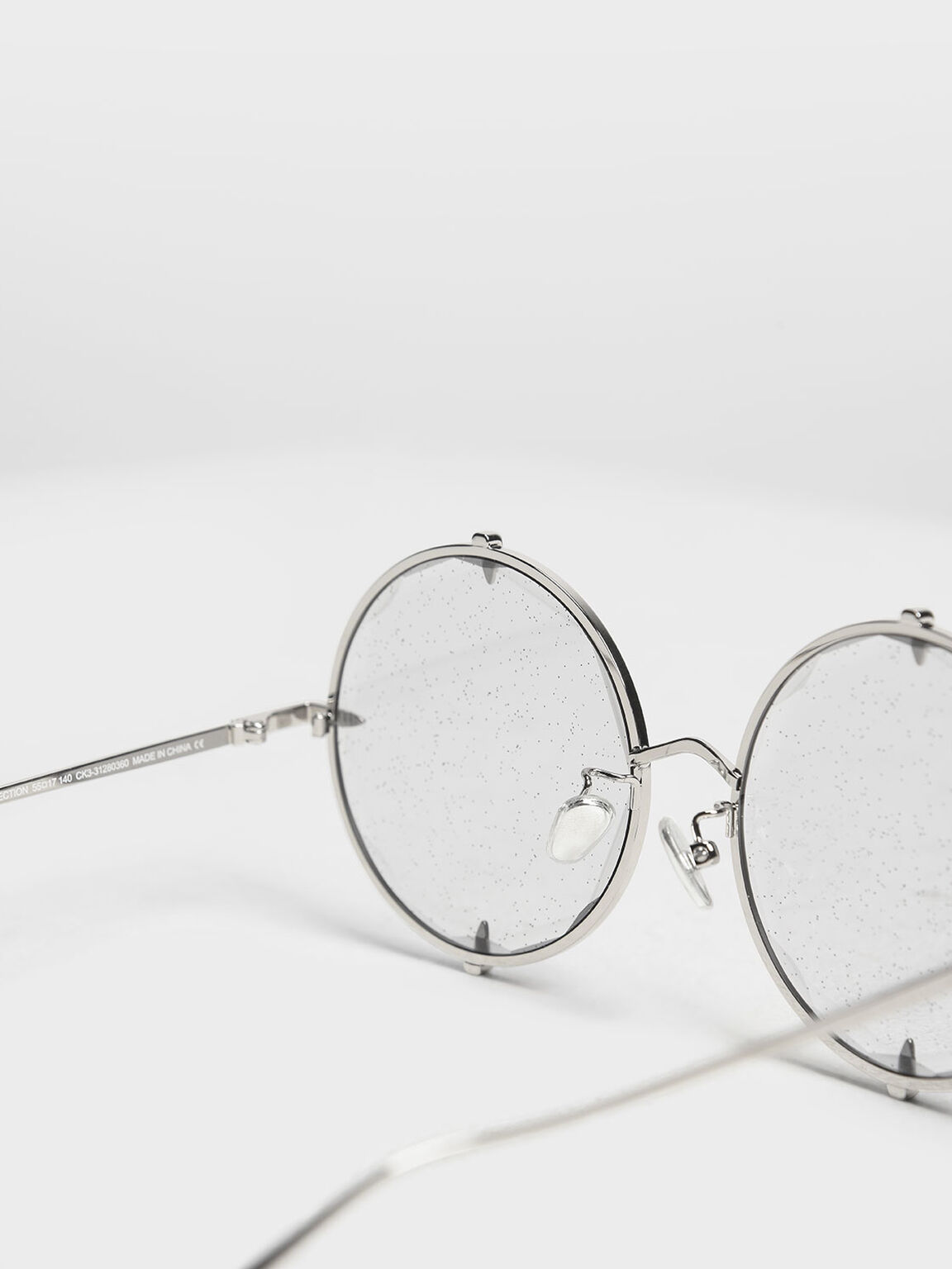 Round Wire Frame Skinny Sunglasses, Grey, hi-res