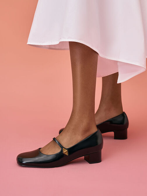 Zapatos Mary Jane con detalles metálicos, Negro, hi-res