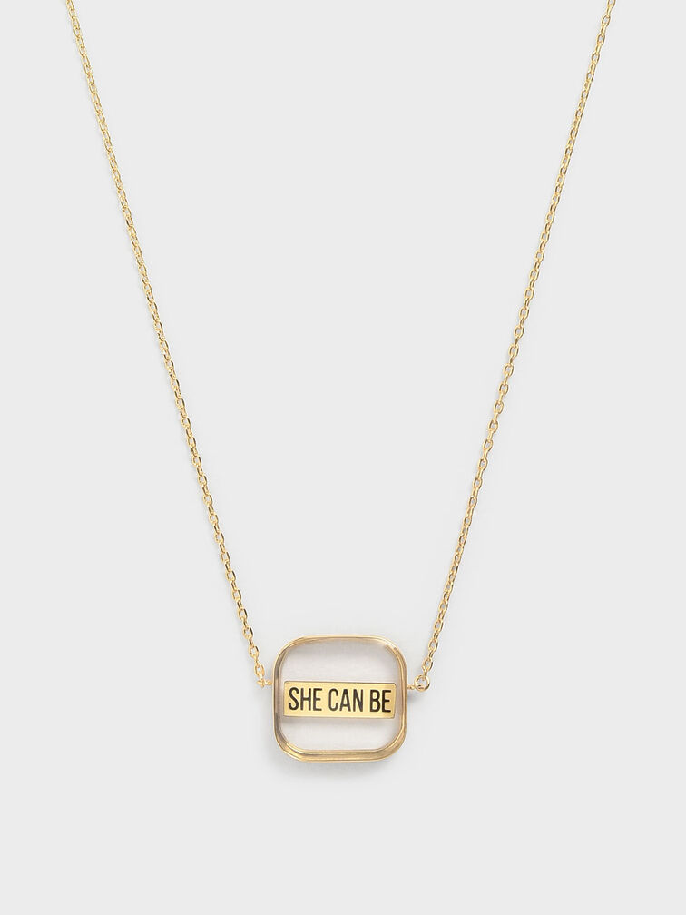 "She Can Be" Necklace, Gold, hi-res