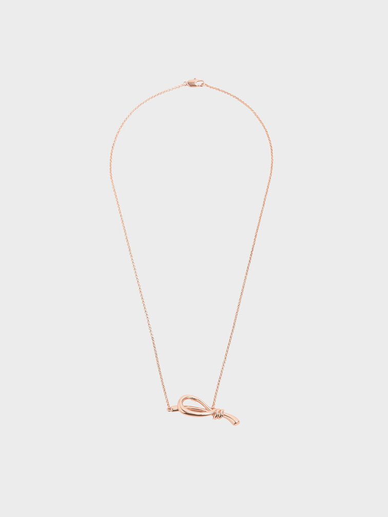 Knotted Pendant Matinee Necklace, Rose Gold, hi-res