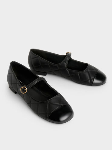 Chaussures Mary Jane matelassées, Noir, hi-res