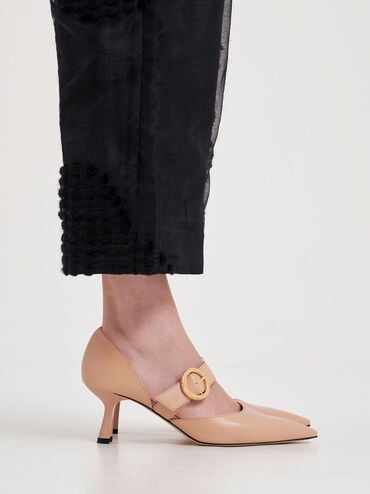 Zapatos de Tacón D'Orsay con Hebilla, Nude, hi-res