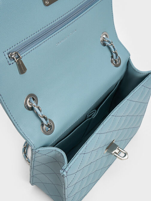 Cressida Quilted Chain Strap Bag, Slate Blue, hi-res