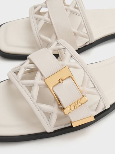 Whitney Leather Cut-Out Slide Sandals, Chalk, hi-res