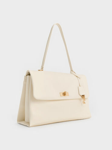 Kerry Top Handle Satchel Bag, Cream, hi-res