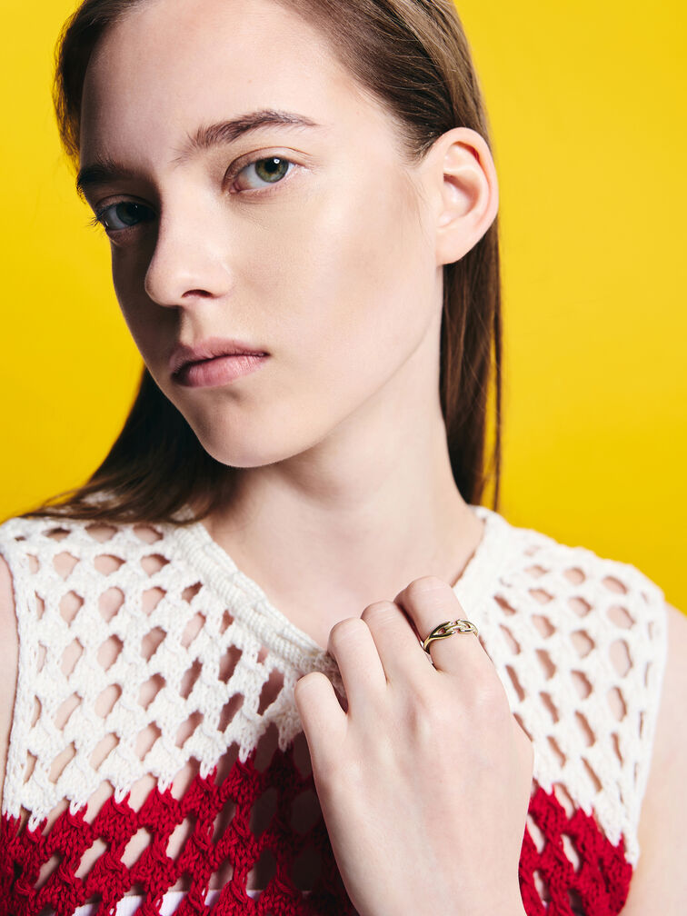 Kris Skulpturaler Ring, Gold, hi-res