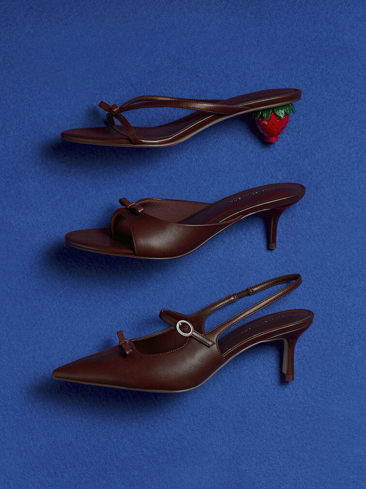 Sonali Bow Heeled Thong Sandals, Burgundy, hi-res