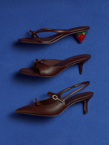 Sonali Bow Heeled Thong Sandals, Burgundy, hi-res