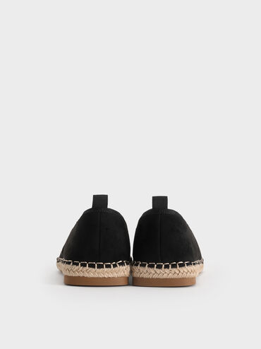 Bernadine Faux Suede Tie-Around Espadrille Flats, Black Textured, hi-res