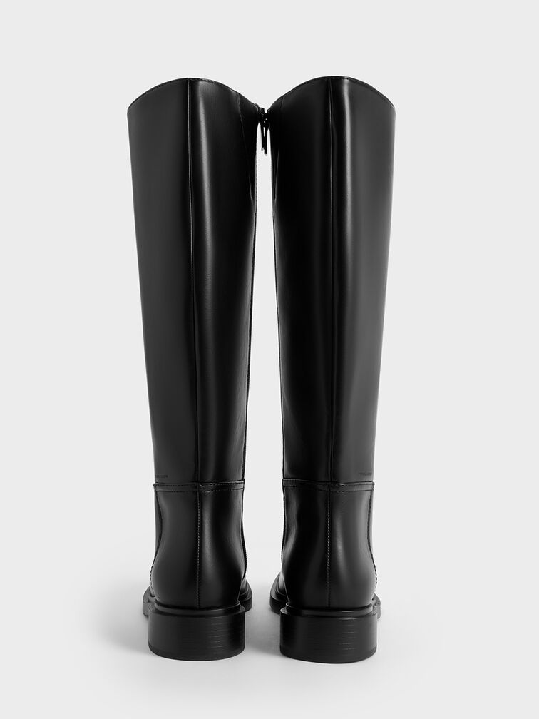 Side-Zip Knee-High Riding Boots, Schwarz, hi-res