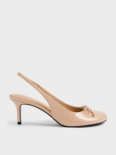 Imani lakleren asymmetrische slingback pumps, Nude, hi-res