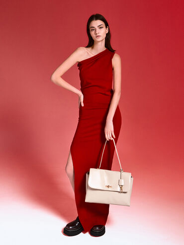 Kerry Top Handle Satchel Bag, Cream, hi-res