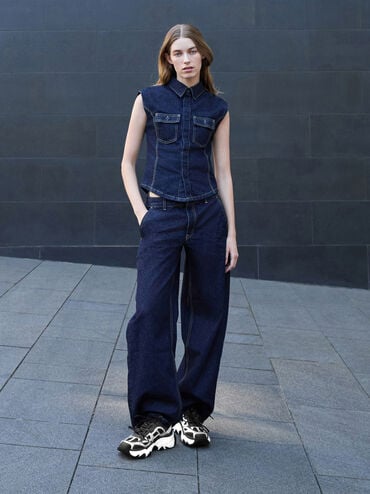 Gaskell Metallic Mesh Chunky Sneakers, Black, hi-res