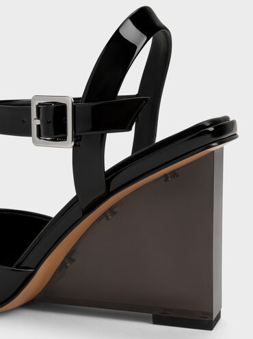 Patent Translucent-Heel Wedges, Black Patent, hi-res