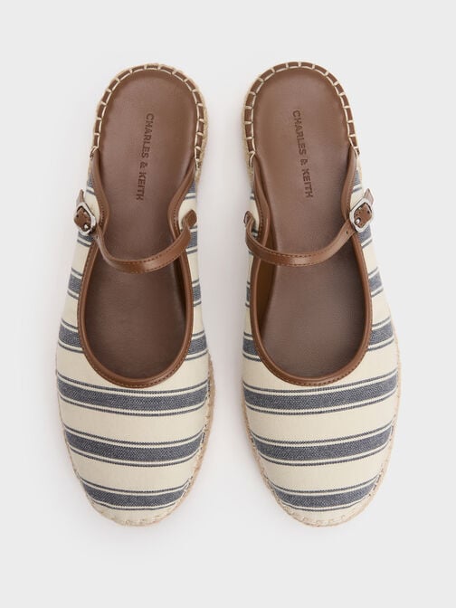 Striped Mary Jane Espadrille Mules, Dark Blue, hi-res