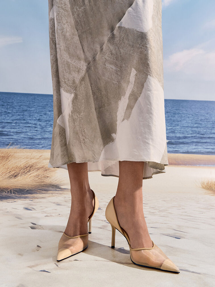 Escarpins d'Orsay en maille à bout pointu, Neutre, hi-res