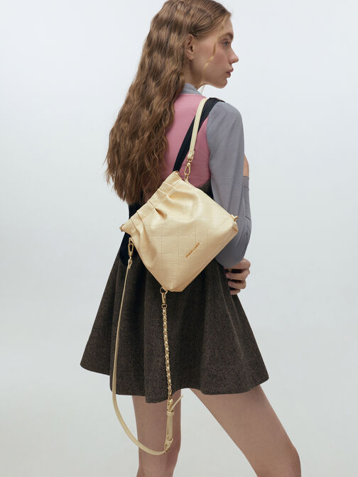 Zwei-Wege-Rucksack mit doppeltem Kettengriff, Buttergelb, hi-res