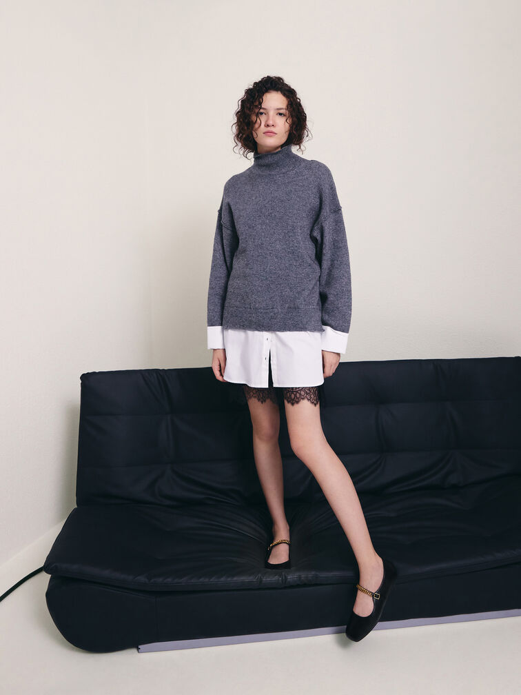 Ballerine Mary Jane con Doppia Catena e Charm, Nero, hi-res