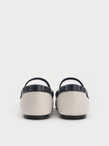 Beckette Schleifenbesetzte, zweifarbige Ballerinas im Segelschuh-Look, Kreideweiß, hi-res