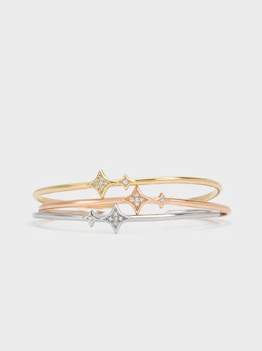 Everest Crystal Star Bangle, Rose Gold, hi-res