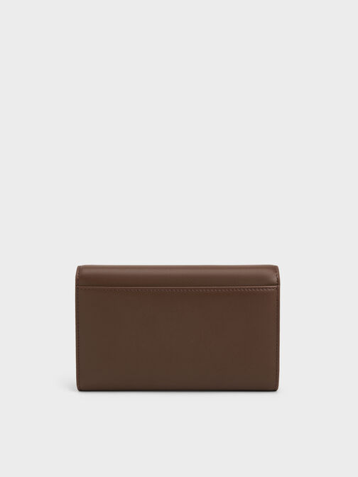 Octavia Front Flap Long Wallet, Dark Brown, hi-res
