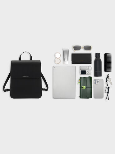Octavia Front-Flap Backpack, Noir, hi-res